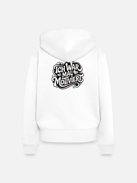 Ich war mal motiviert Retro - Frauen Premium Bio Zip Hoodie - Weiß