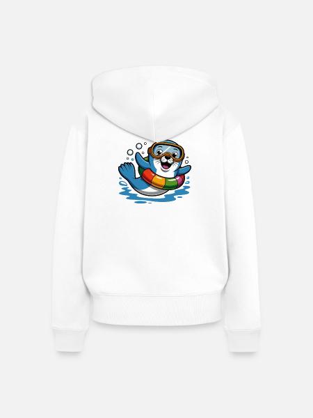Lustiger Seehund - Frauen Premium Bio Zip Hoodie - Weiß