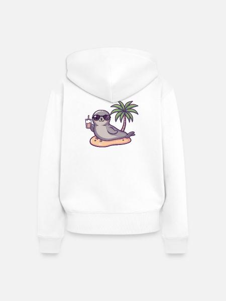 Robbe Sommer Urlaub - Frauen Premium Bio Zip Hoodie - Weiß