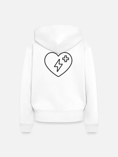 AED Herzpuls Medic Emblem - Frauen Premium Bio Zip Hoodie - Weiß