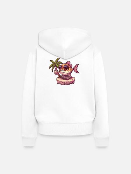 Piranha Fische Sommer Urlaub - Frauen Premium Bio Zip Hoodie - Weiß