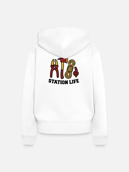 Station Life Feuerwehr Icon - Frauen Premium Bio Zip Hoodie - Weiß