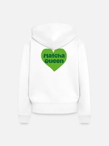 Matcha Queen Herzdesign - Frauen Premium Bio Zip Hoodie - Weiß