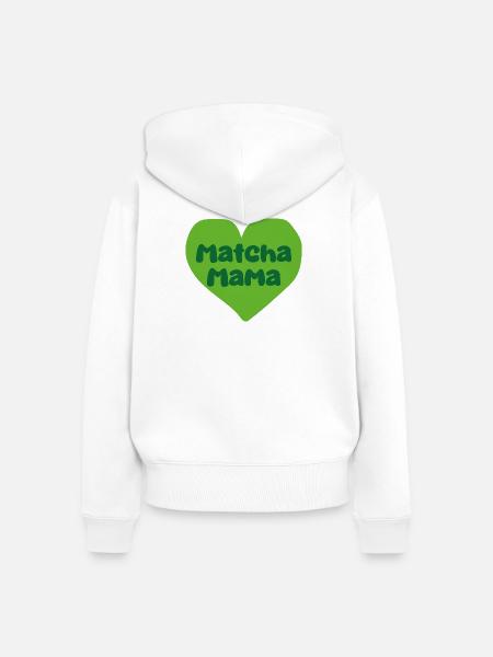 Matcha Mama Herz-Design - Frauen Premium Bio Zip Hoodie - Weiß