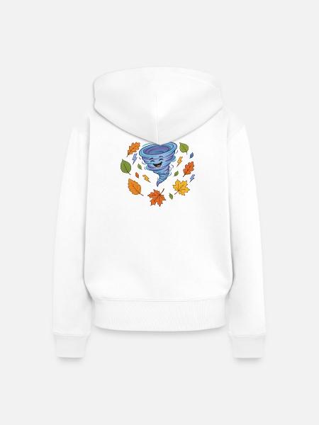 Baby-Tornado mit Blätterwirbel - Frauen Premium Bio Zip Hoodie - Weiß