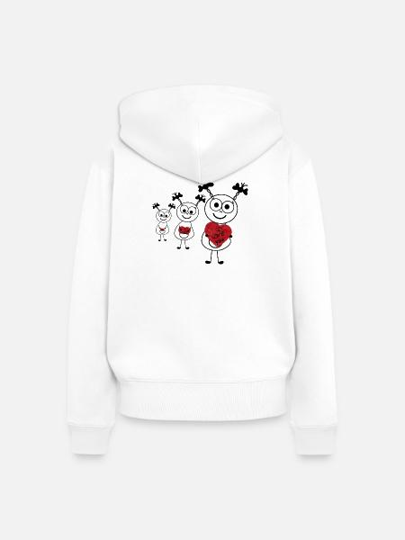 Herzensliebe Doodlefamilie - Frauen Premium Bio Zip Hoodie - Weiß