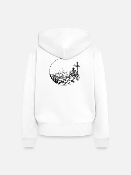 Wanderer am Gipfel - Frauen Premium Bio Zip Hoodie - Weiß