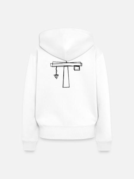Baukran handgezeichnet - Frauen Premium Bio Zip Hoodie - Weiß
