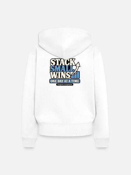 Kleine Siege im Stapel - Frauen Premium Bio Zip Hoodie - Weiß