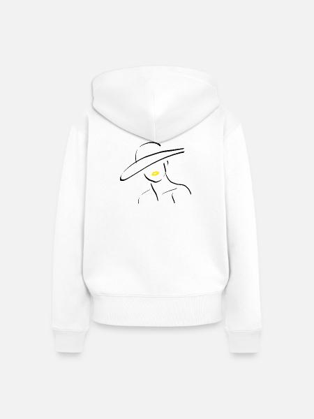 Gelbe Lippen - Frauen Premium Bio Zip Hoodie - Weiß