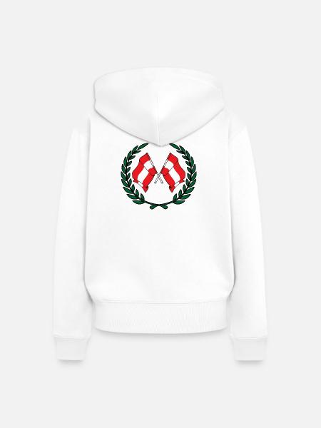 Fahnen Österreich im Lorbeerkranz - Frauen Premium Bio Zip Hoodie - Weiß