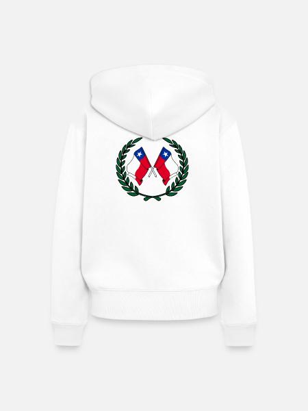 Fahnen Chile im Lorbeerkranz - Frauen Premium Bio Zip Hoodie - Weiß