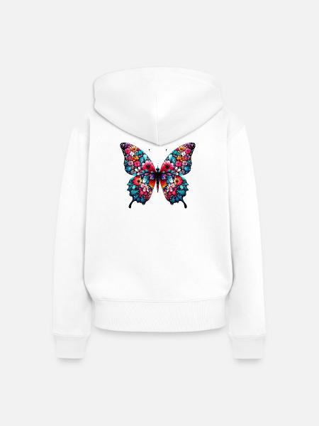 Schmetterling - Frauen Premium Bio Zip Hoodie - Weiß