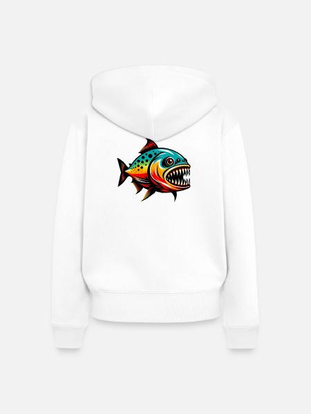 Piranha - Frauen Premium Bio Zip Hoodie - Weiß