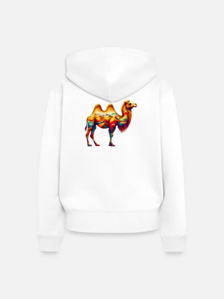 Kamel - Frauen Premium Bio Zip Hoodie - Weiß