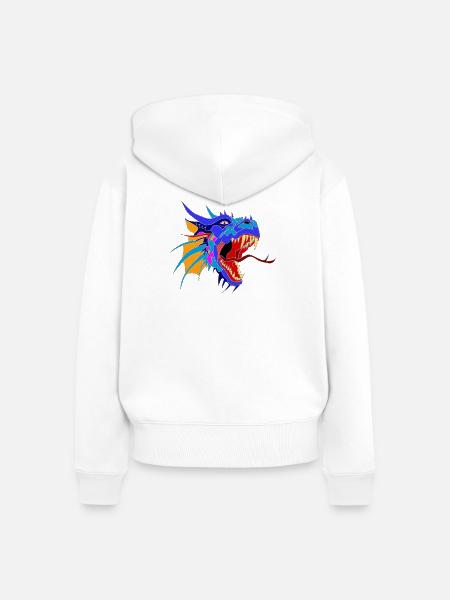 Drachenkopf - Frauen Premium Bio Zip Hoodie - Weiß