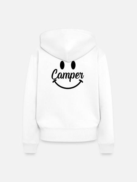 Camper Smile - Frauen Premium Bio Zip Hoodie - Weiß