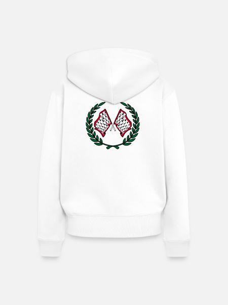 Limousin-Flaggen-Lorbeerkranz - Frauen Premium Bio Zip Hoodie - Weiß