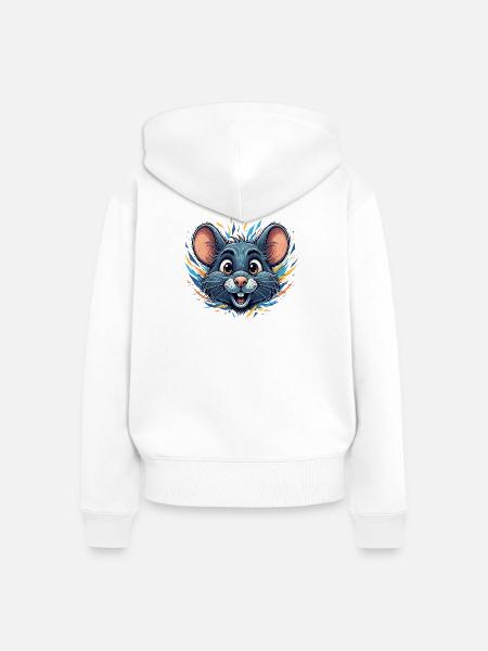 Fröhliche Ratte im Farbfeuer - Frauen Premium Bio Zip Hoodie - Weiß