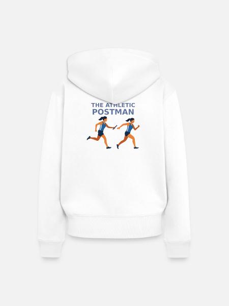Athletischer Postbote Staffellauf - Frauen Premium Bio Zip Hoodie - Weiß