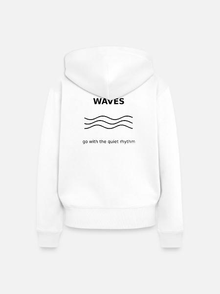 Wellen - Frauen Premium Bio Zip Hoodie - Weiß