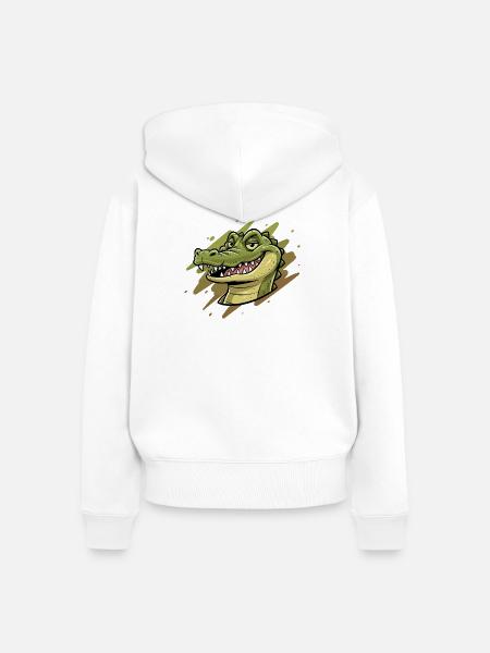 Krokodil Karikatur Kopf - Frauen Premium Bio Zip Hoodie - Weiß