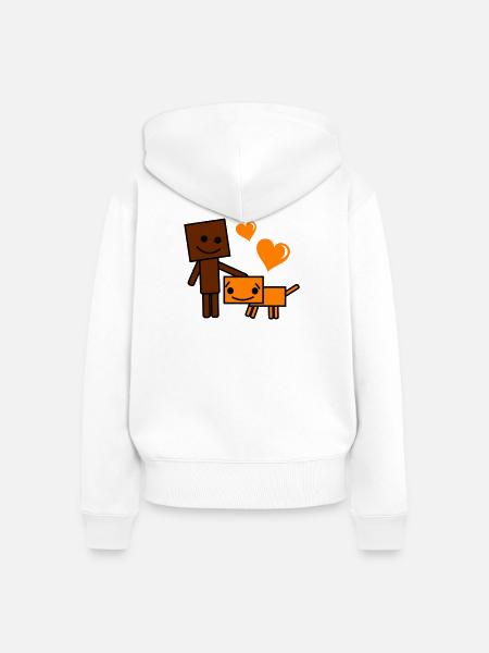 Herzfreund Cartoonhund und Kumpan - Frauen Premium Bio Zip Hoodie - Weiß