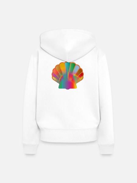 Bunte Muschel | Maritimes Kunstmotiv - Frauen Premium Bio Zip Hoodie - Weiß