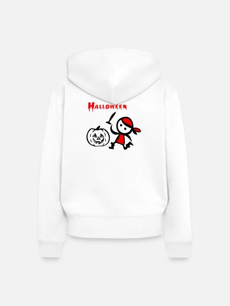Halloween mit Kürbis - Frauen Premium Bio Zip Hoodie - Weiß