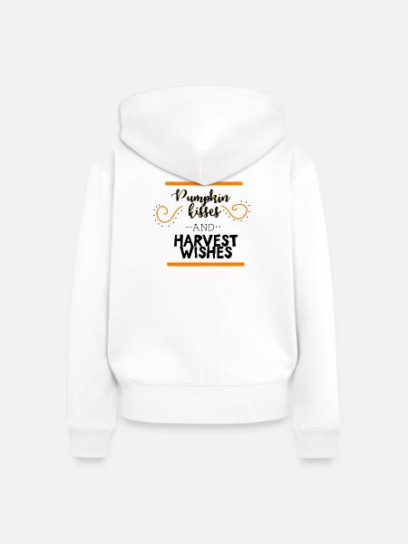 Herbstspruch zwischen orangen Balken - Frauen Premium Bio Zip Hoodie - Weiß