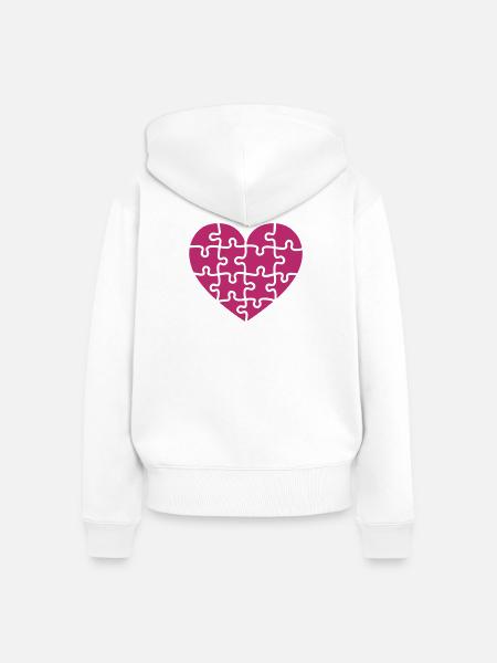 puzzle herz - Frauen Premium Bio Zip Hoodie - Weiß