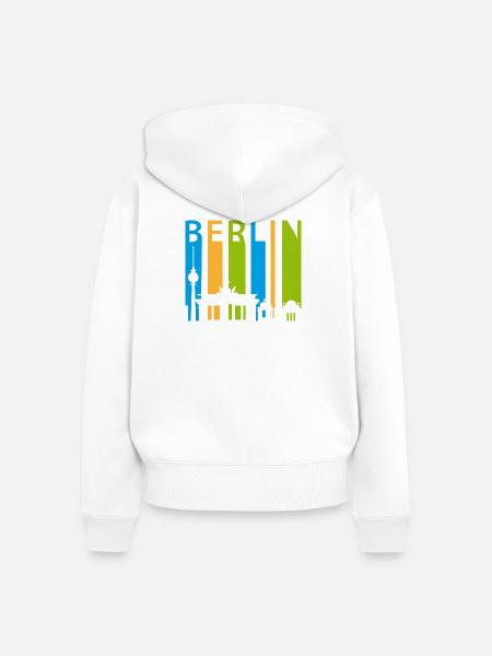 Berliner Schiftzug mit Silhouette - Frauen Premium Bio Zip Hoodie - Weiß
