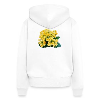 Fleurs printanières jaune doré - Sweat à capuche zippé Premium bio Femme - blanc - Dos - AI Model Female 172 light (172cm)
