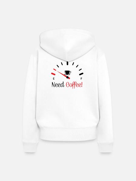 Brauche Kaffee 1 - Frauen Premium Bio Zip Hoodie - Weiß