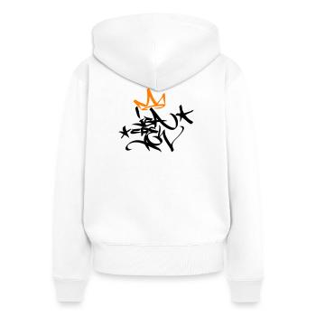 Graffiti Tag JGA Crew King 02 2C - Frauen Premium Bio Zip Hoodie - Weiß - Hinten - AI Model Female 172 light (172cm)