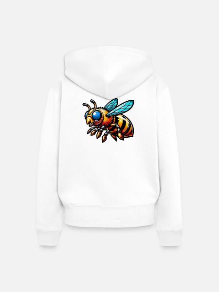 Biene - Frauen Premium Bio Zip Hoodie - Weiß