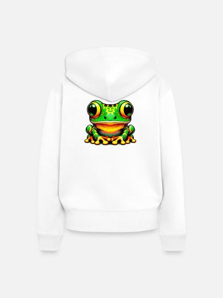Frosch - Frauen Premium Bio Zip Hoodie - Weiß