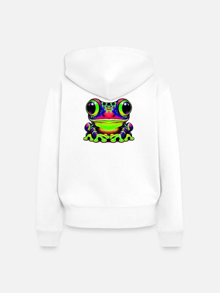 Frosch - Frauen Premium Bio Zip Hoodie - Weiß