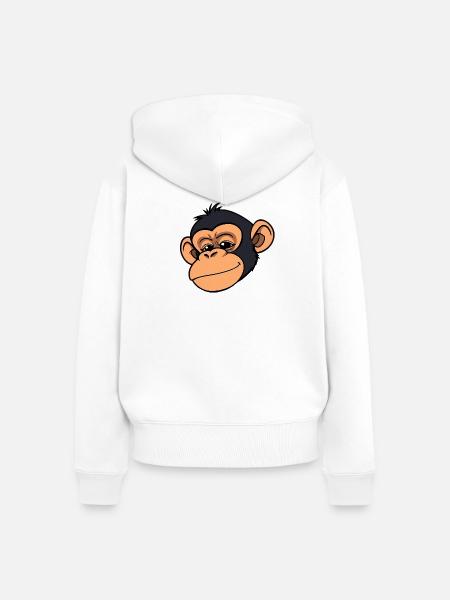Affe Schimpanse - Frauen Premium Bio Zip Hoodie - Weiß