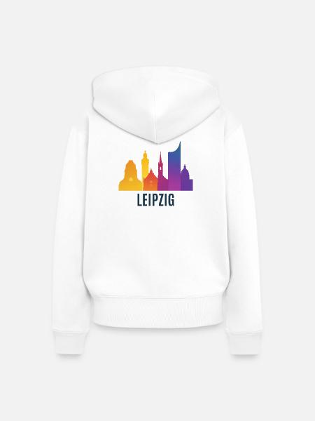 Leipzig Skyline Farbverlauf - Frauen Premium Bio Zip Hoodie - Weiß