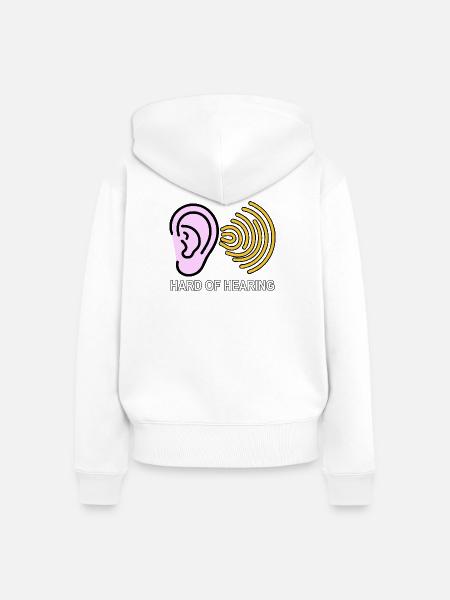 Symbol für Hörgeschädigte mit Schallwellen - Frauen Premium Bio Zip Hoodie - Weiß