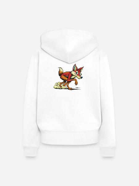Roter Fuchs Cartoon Sprint - Frauen Premium Bio Zip Hoodie - Weiß