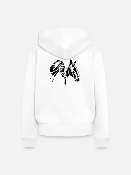 Indianern - Frauen Premium Bio Zip Hoodie - Weiß