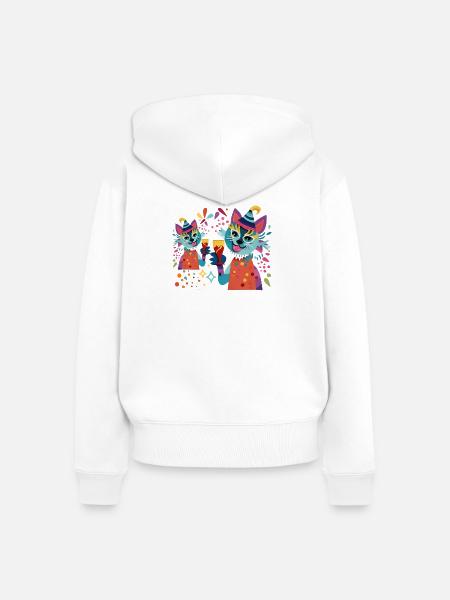 Kuschelige Partykatzen Neonfarben - Frauen Premium Bio Zip Hoodie - Weiß
