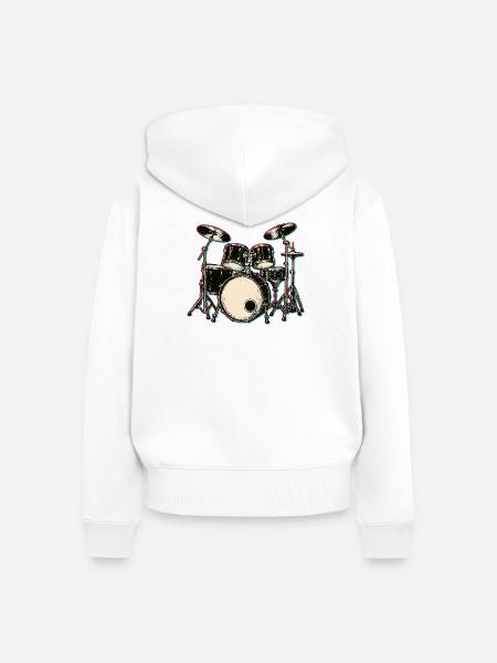 Schlagzeug - Frauen Premium Bio Zip Hoodie - Weiß