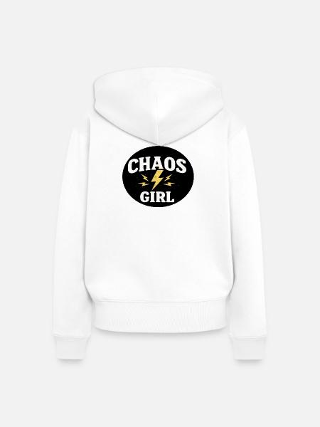 Chaos Girl - Frauen Premium Bio Zip Hoodie - Weiß