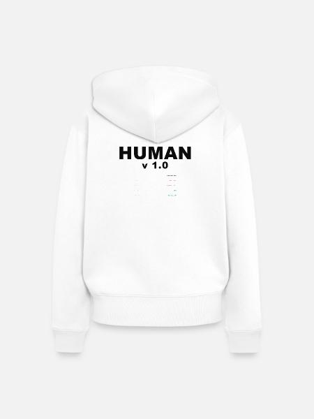 HUMAN V1.0 SPEZIFIKATIONEN - Frauen Premium Bio Zip Hoodie - Weiß