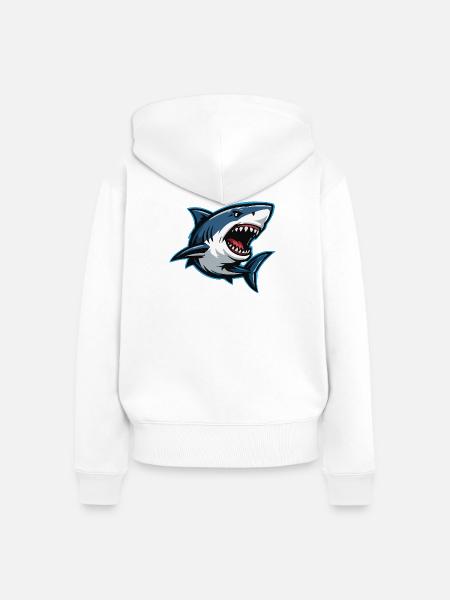 Hai-Karikatur im Blitzstil - Frauen Premium Bio Zip Hoodie - Weiß