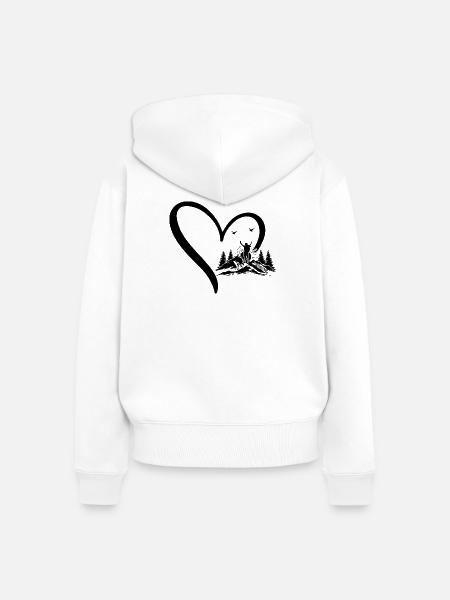 Hiking Lover Mountain Hiking Heart - Frauen Premium Bio Zip Hoodie - Weiß