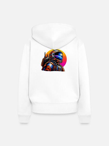 Astronaut im Neon-Sonnenuntergang - Frauen Premium Bio Zip Hoodie - Weiß
